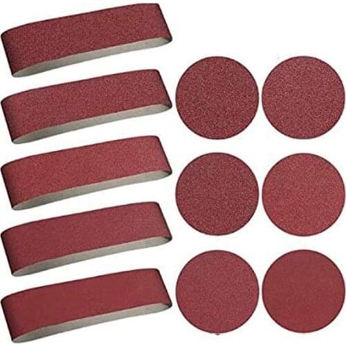 22 PCS Aluminum Oxide Sanding Belts 4 x 36 Inch Sanding Belts (80-400 Grits) and 6 Inch Sanding Disc Belt (80-400 Grits)