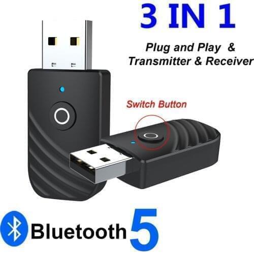 3.5mm AUX Bluetooth Audio Receiver Transmitter 3 in 1 USB Bluetooth 5.0 Adapter Wireless Dongle Adapter For Car TV Speaker