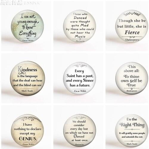 5Pcs/lot Oscar Wilde Mark Twain Shakespeare Literature Quotes 25mm Glass Cabochon Handmade Pendant Jewelry Making Supplies
