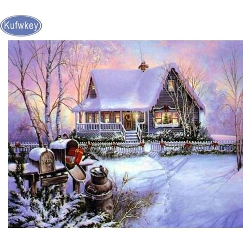 5D DIY Diamond Painting Full SquareDrill "Christmas house" 3D Embroidery diamond Cross Stitch Mosaic diamond icon Home Decor