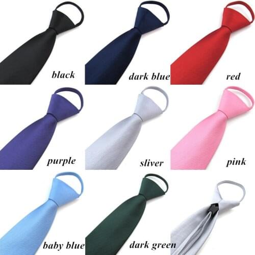 8cm slim Formal Zipper tie for men Wedding Party business neckties Striped Convenient Male Neck Tie black blue red
