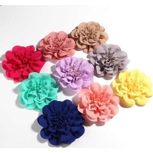 1PC 10CM 3.8" Big Chiffon Flowers Hair Clips Hairpins Handmade Artificial Rolled Rose Fabric Flower For Girls Head Accessories