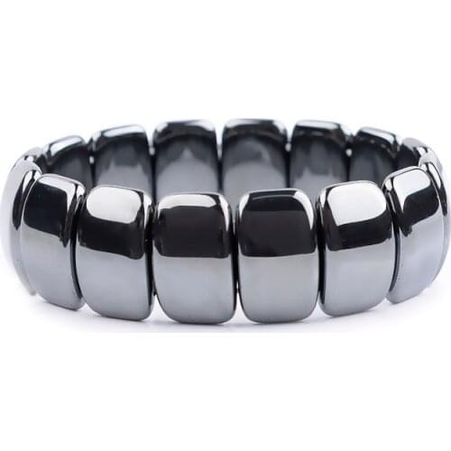 Fashion New Black Gallstone Bracelet Rounded Corners Hematite Mens and Womens Bracelets Bracelets Wholesale In Stock 12x19mm