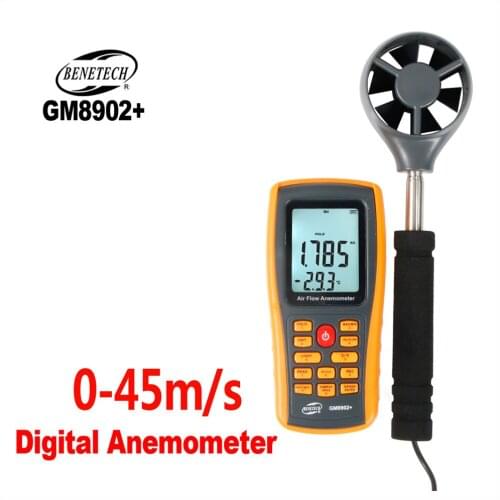 BENETECH Digital Anemometer Wind Speed Meter Air Volume Ambient Temperature With USB Interface GM8902+ 0-45M/S Anemometers
