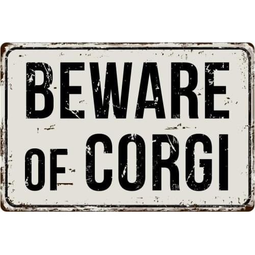 Deerts 223VS Beware of Corgi 8 x 12 Vintage Aluminum Retro Metal Sign