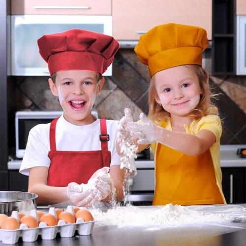 Children Solid Color Sleeveless Apron Set Boys Girls Kindergarten Interest Class Gouache Painting Stain Resistant Apron with Hat
