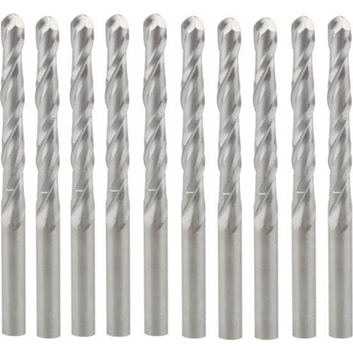 10pcs Double Flute Solid Carbide Spiral Cutter 3.175 x 22 mm CNC Router