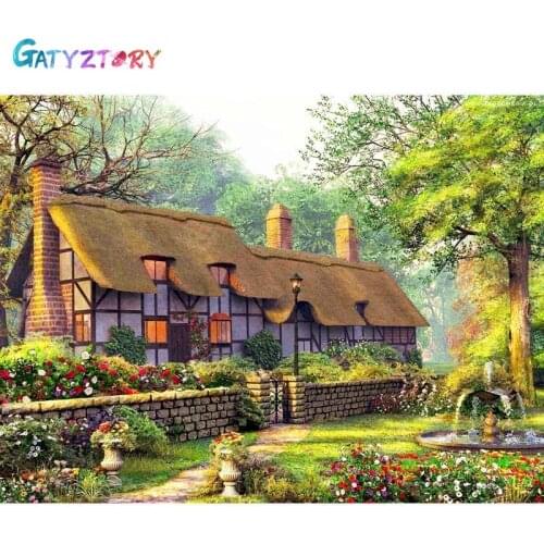 Gatyztory Paint By Numbers For Adults Landscape Coloring By Numbers House Picture Acrylic Paints Set Wall Art Home Decor