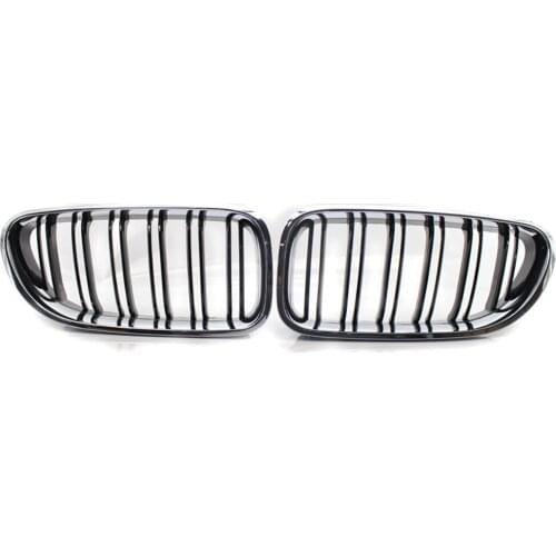 Chrome Frame Shiny Black Grille Double Line Slat For BMW 6 Series M6 F06/F12/F13 2012-2017
