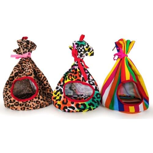 15x22cm Small Pet Cage Pocket Hamster Sleeping Bag Nest Canvas Round Hammock Hanging Parrot House Suitable for Small Birds Pet