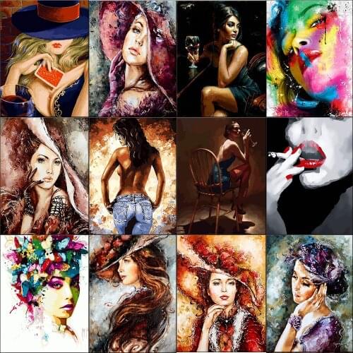 Painting By Numbers Mature Woman Portrait Oil Paintings For Living Room Wall Home Decoration Canvas Art Sets For Drawing Gift