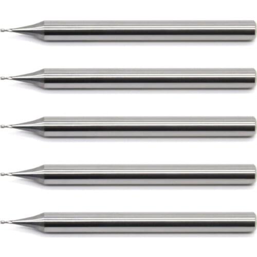 1pcs/set HRC55 CNC end mill Extended Reach TiCN Coated Solid Carbide End Mill 0.2/0.4/0.5/0.6/0.8/0.9mm 2 Flute