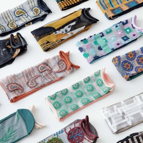 1 Pair Spring Summer Mesh breathable Long Women Socks Femme Casual Print Colorful Socks Korea Style Thin Breathable Long Socks