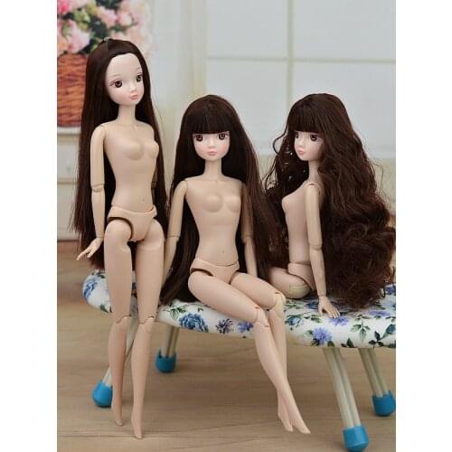New 2019 Toy Nude Naked doll / 12 Joint Movable /Long Stright Curly Hair White Skin For 1/6 Doll Toys for Children / girls gift