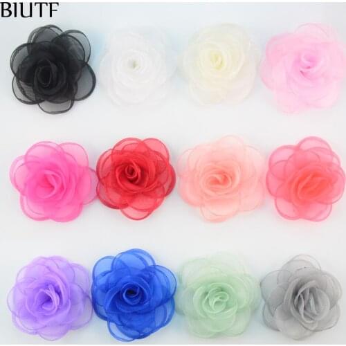Wholesale 400pcs/lot Beautiful 9.0cm 3D Transparent Burned Tulle Flower girl Headband Accessories 12 Color for U Pick TH223