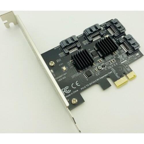 PCI-E PCI Express to SATA 3.0 Extension Card with Heat Sink 4Port SATA III 6Gbps Expansion Adapter Board for PC Computer Chassis