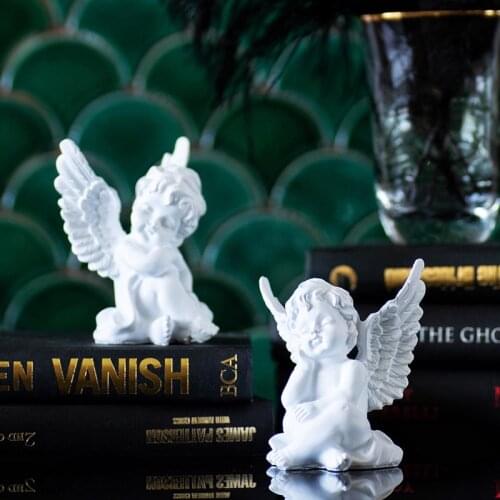 Retro White Resin Little Boy Angel Ornaments Bedroom Desktop Garden Romantic Decoration Ornaments