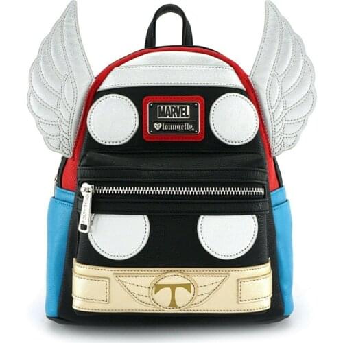Disney Loki Backpack PU Leather High Capacity The Avengers Thor Super Hero Travel Bag Handbag Wallet Storage Rucksack Boy Girl