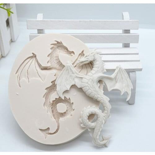 3D China Dragon VS Magic Dragon Silicone Mold Fondant Resin Aroma Stone Ornaments Mold For Pastry Cup Cake Decorating