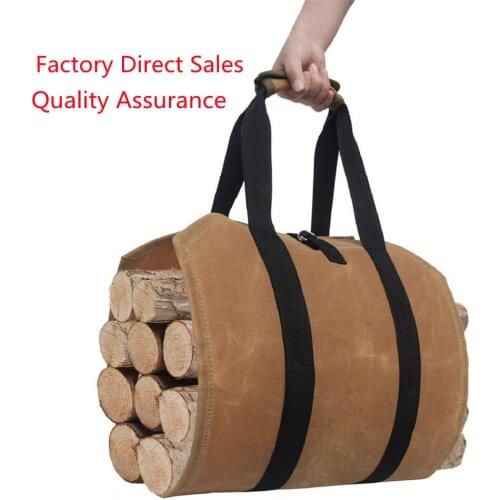 Outdoor Firewood Storage Bag Canvas Waterproof Firewood Transport Bag Large Capacity Portable Camping Wooden Carrier Tote Bag