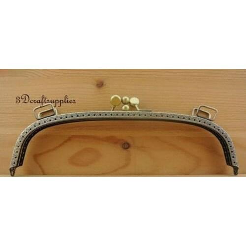 Bag purse frame metal frame sewing frame clasp 25 cm x 7cm anti brass Z53