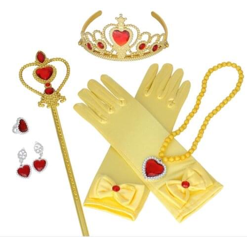 Party Favors Princess Girls Dress up Party Accessory Gift Set Gloves Wand Tiara Necklace Ring Earrings Adventure Cosplay Props