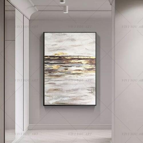 100% Handmade Sunrise Sea View Abstract Painting Modern Art Picture For Living Room Modern Cuadros Canvas Art High Quality