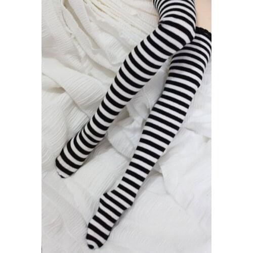 [wamami] 12# White/Black 1/4 MSD 1/3 SD BJD Dollfie Striped Stockings/Socks