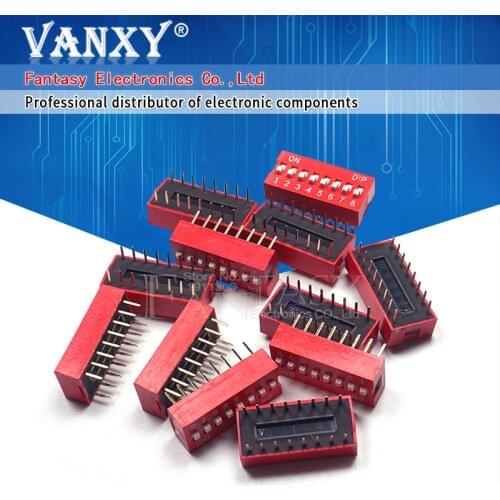 10PCS DIP Switch 8 bit Way 2.54mm Toggle Switch Red Snap Switch Wholesale Electronic