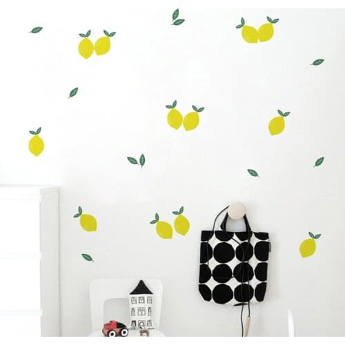 34pcs/set Lemon Strawberry Wall Sticker DIY Cartoon Fruit for Shop Kitchen Living Room Decoration Nursery Dorm Mural Decal