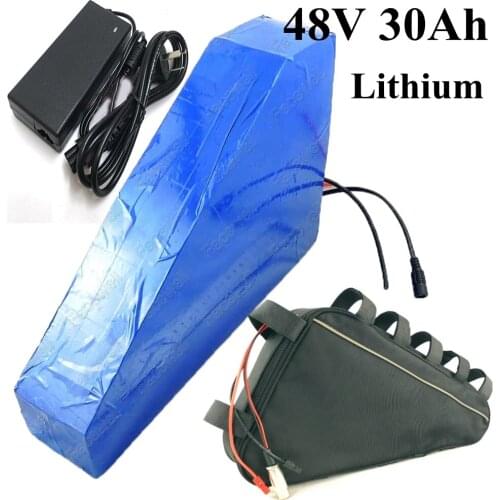 48v 30Ah lithium battery triangle li ion electric bike battery for electric bicycle 48v 1000w 2000w + 54.6v charger