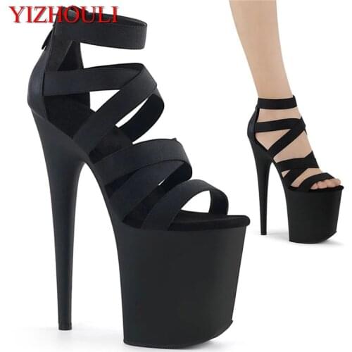 8 inch stretch buckled summer sandals, party club pole shoes, 20cm catwalk models, dancing shoes