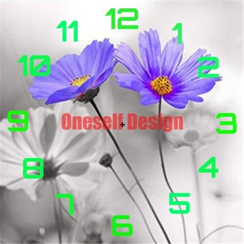 Diamond painting cross stitch clock flower diamond mosaic sale clock rhinestone pictures diamond embroidery full diy frame