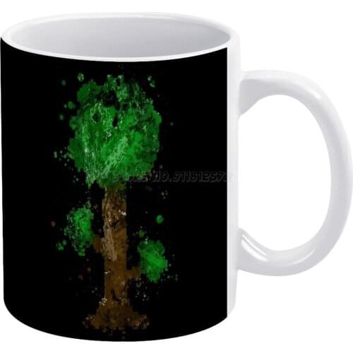 Terraria White Mug Ceramic Mug Creative Mug Terraria Teria Terria Tree Splat Splatter White Black Symbol Logo