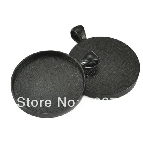 Free Ship!!!50pcs DIY 30mm Black Color Blank Photo Pendant Trays. Vinatge & Cabochon Bezel Settings