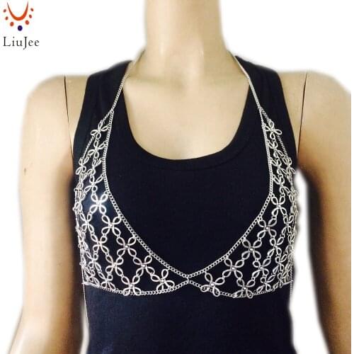 Silver Color bra chain, body Jewelry chain Necklace , body jewelry, fashion jewelry, modern jewelry BC-514