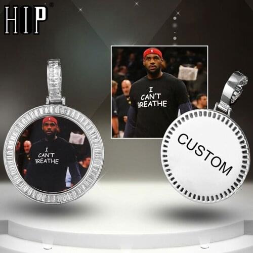 Hip Hop Round Custom Photo Medallions Iced Out Bling Solid Back AAA Cubic Zircon Personalized Necklace & Pendant For Men Jewelry