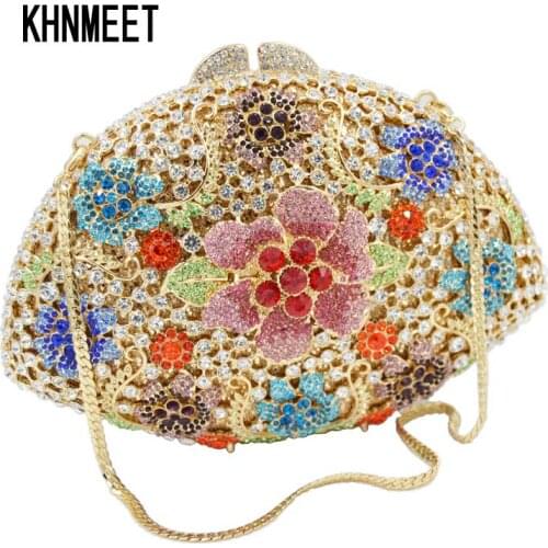 Designer Flower Women Clutch Bag Fashion Multicolor Luxury Crystal Diamond Evening clutch bag wedding bridal purse SC607