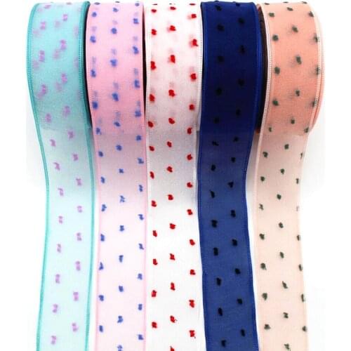 40mm 10y20y double layer tulle thread point/dot ribbon, DIY handmade materials hair bow, wedding Christmas decoration