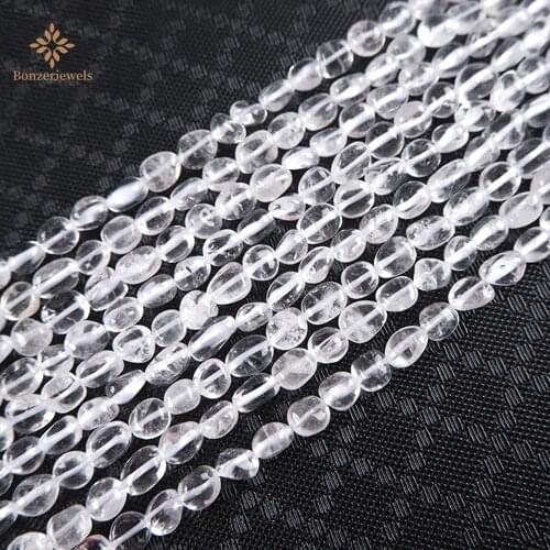 Natural Irregular 6-8MM Oval Clear Quartz Rock Crystal Stone Beads For Jewelry Making DIY Bracelet Necklace Accessories