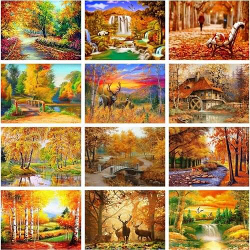 Evershine Diamond Painting Kit 5D Full Square Scenery Diamond Embroidery Autumn Cross Stitch Tree Mosaic Crafts Home Decoration