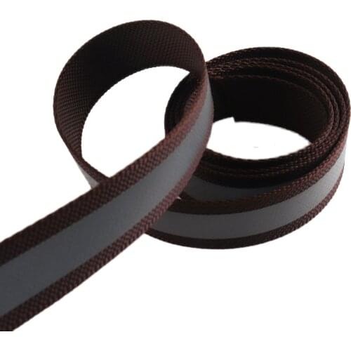 Fluorescent Lanyard Wrist Straps 3/4" Dark brownReflective webbing Poly Shiny Belt Strap Clothing Accessories Fluorescent Ribbon