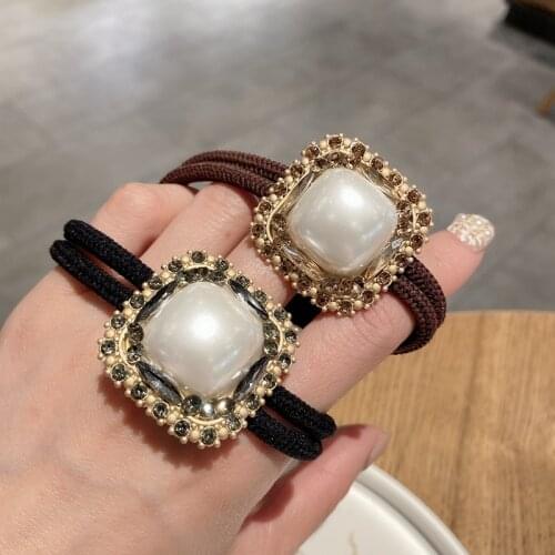 French Elegant Retro Hair Ties Crystal Rhinestone Elastic Hair Bands Head Rope Ponytail Casual Headpiece Girls Hair Accessories