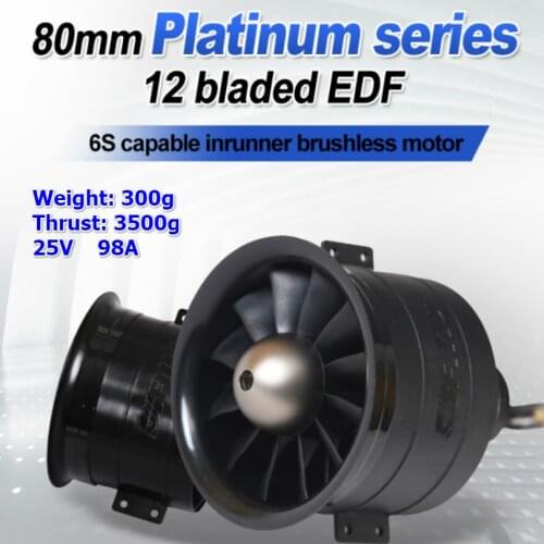 FMS 80mm Ducted Fan EDF Jet 12 Blades With 3280 KV2100 Motor 6S Pro RC Airplane Aircraft Plane Engine Power System 3500g Thrust