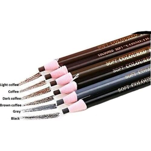 Microblading Eyebrow Peel-off Pencil Soft Coloured Pencil Waterproof Marker Liner 6 Colours 12PCS Microblading Supplies