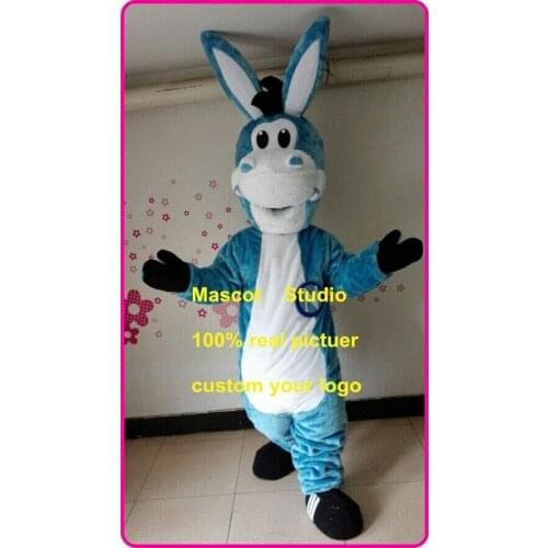 Blue Donkey Mascot Costume Suit Cosplay Party Game Animal Fancy Dress Outfit Advertising Halloween Promotion Carnival Parade New