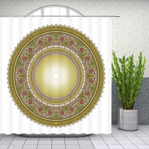 Round Mandala Shower Curtains Bohemia Style Geometric Bathroom Decor Home Bath Bathtub Waterproof Polyester Hang Curtain Set
