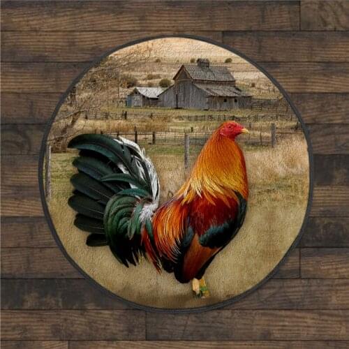 Rooster Circle Round shape Floor Mat 3D Rug Non-slip Mat Dining Living Room Soft Bedroom Carpet 01