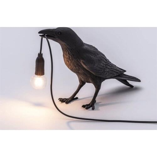 Lovely Cool Bird Desk Lamp Black And White Resin Lucky Bird Table Decor Light For LIving Room Kids Bedside Lighting