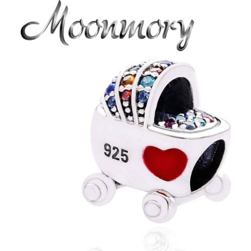 Moonmory 925 Sterling Silver Colorful Zircon Baby Car Charm Bead Fit DIY Women Bracelets & Bangles 2020 Cute CZ Beads Jewelry